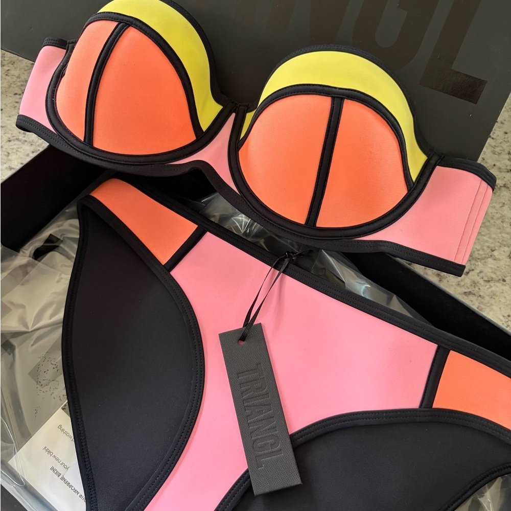 Triangl Swimwear Women's Bikini - Orange, Yellow, and Pink